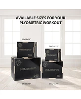 Philosophy Gym 3 in 1 Non-Slip Wood Plyo Box, 16" x 14" x 12", Black, Jump Plyometric Box for Training and Conditioning