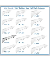 Gridmann 12" x 60" Nsf Stainless Steel Kitchen Wall Mount Shelf w/ Backsplash