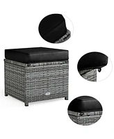 Sugift 7 Pieces Outdoor Wicker Sectional Sofa Set with Dining Table