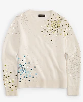 Charter Club Women's Cashmere Sequin Embellished Crewneck Sweater, Created for Macy's