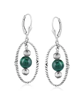 American West Jewelry Sterling Silver Rope and Gemstone Bead Drop Earrings