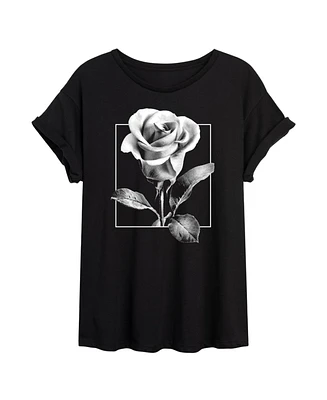 Hybrid Apparel Trendy Juniors Rose Graphic Oversized Tee