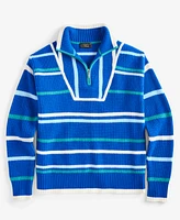 Charter Club Women's Cashmere Striped Half-Zip Sweater, Created for Macy's