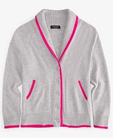 Charter Club Women's Cashmere Tipped Shawl-Collar Boyfriend Cardigan, Created for Macy's