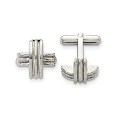 Chisel Stainless Steel Polished Fancy X Cufflinks