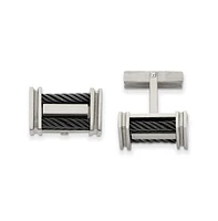 Chisel Titanium Polished Black Ip-plated Wire Cuff Links