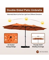 Mondawe 15 ft Double Sided Twin Outdoor Patio Market Umbrella