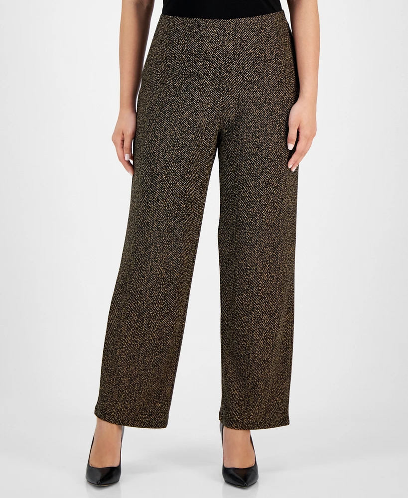 Ak Anne Klein Petite Pull-On Wide-Leg Knit Pants