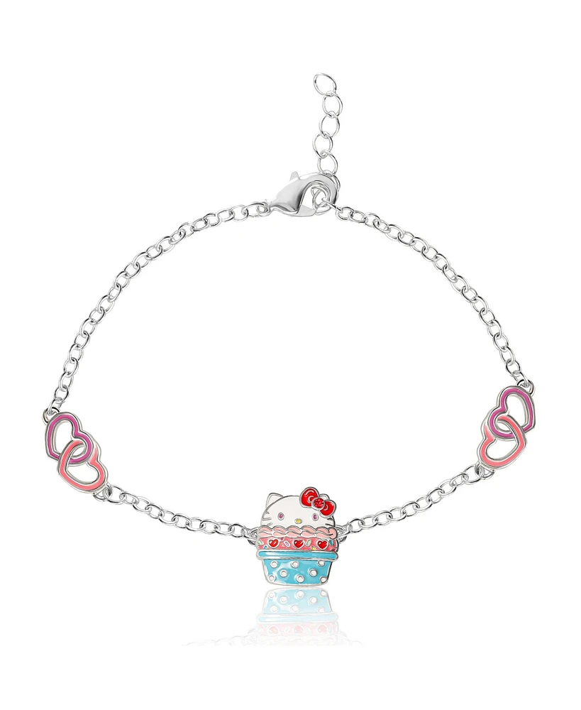 Hello Kitty Sanrio Silver Plated Cupcake Station Bracelet