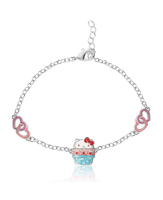 Hello Kitty Sanrio Silver Plated Cupcake Station Bracelet