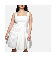 Rebdolls Plus Size Peony Corset Mini Skater Dress