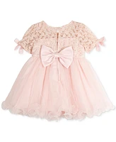 Rare Editions Baby Girls Embroidered Flower and Glitter Mesh Dress