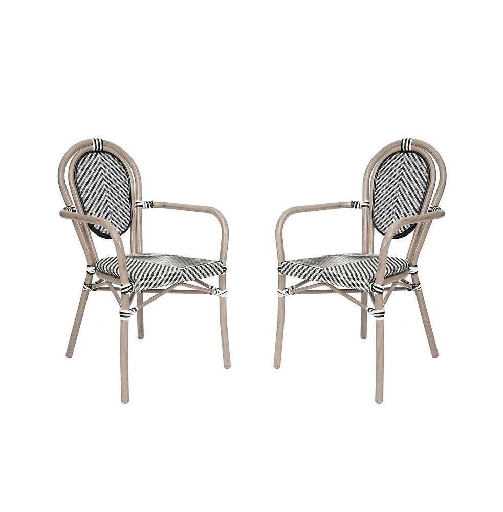 Merrick Lane Mael Set Of Two Stacking Thonet Bistro Style Chair With Arms, Textilene Seat