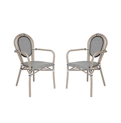 Merrick Lane Mael Set Of Two Stacking Thonet Bistro Style Chair With Arms, Textilene Seat