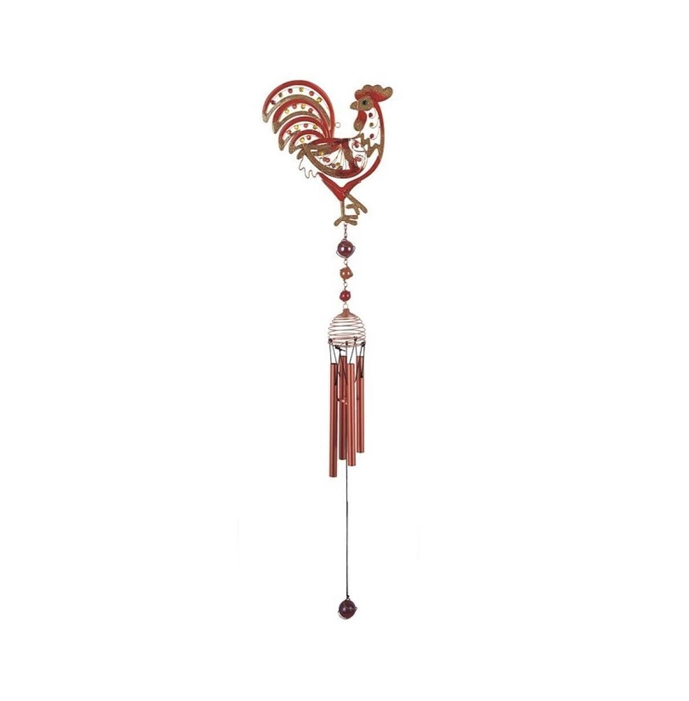 Fc Design 30" Long Rooster Copper and Gem Wind Chime Home Decor Perfect Gift for House Warming, Holidays and Birthdays