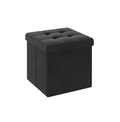 Slickblue Small Storage Ottoman, Foldable Velvet Box, Chest, Foot Rest, for Living Room, Bedroom