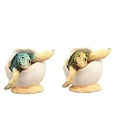 Fc Design 3"W Green and Blue Sea Turtle in Egg 2 Pc Set Figurine Decoration Home Decor Perfect Gift for House Warming, Holidays and Birthdays