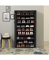 Slickblue 10 Tiers Shoe Rack with Dustproof Cover Closet Storage Cabinet Organizer