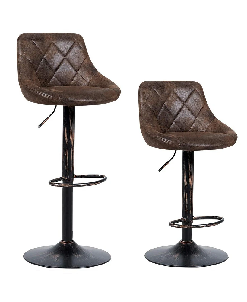 Sugift Set of 2 Adjustable Bar Stools with Backrest and Footrest