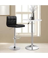 Sugift Armless Pu Leather Bar Stool with Adjustable Height and Swivel Seat