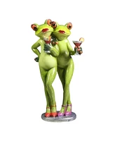 Fc Design 7.25"H Frog Ladies with Cocktails Figurine Decoration Home Decor Perfect Gift for House Warming, Holidays and Birthdays