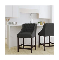 Hadleigh Upholstered Counter Stool 24" High Transitional Tufted Counter Stool With Accent Nail Trim