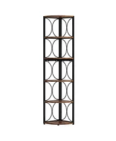 Tribesigns 67 inch Tall Corner Shelf, 6 Tier Rustic Corner Bookshelf Bookcase Storage Rack Standing Shelving Unit for Living Room, Small Space