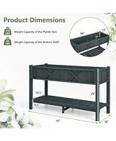 Costway Hips Raised Garden Bed Poly Wood Elevated Planter Box with Legs, Storage Shelf