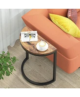 Tribesigns End Table Semi Circle, Small Half Round Side Table with Metal Frame, Wood Accent Table Slim C Table for Sofa Couch Living Room, Easy Assemb