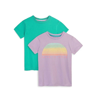 Mightly Toddler Girls Fair Trade Organic Cotton Graphic Short Sleeve T-Shirt 2-pack