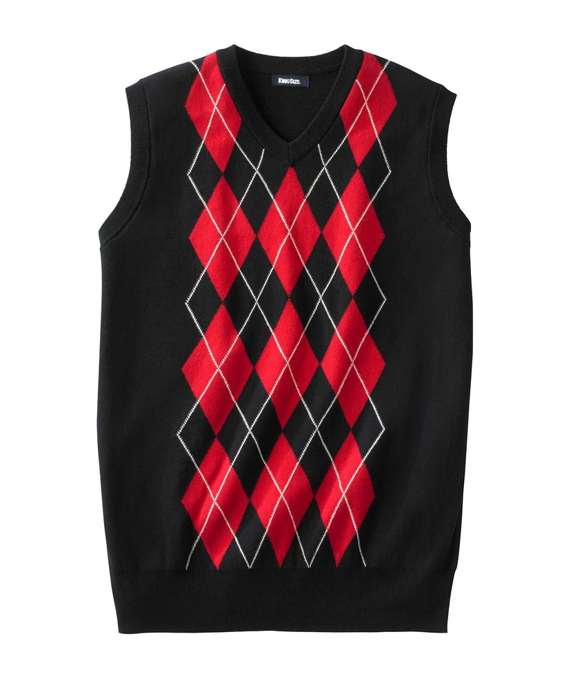 KingSize Big & Tall V-Neck Argyle Sweater Vest