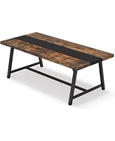 Tribesigns 6FT Rectangle Conference Table, 70.87 Inches Long Meeting Table for Conference Room, Vintage Wood Office Executive Desk with Strong Metal F