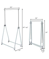 Sugift Extendable Foldable Heavy Duty Clothing Rack with Hanging Rod