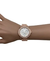 Olivia Pratt Gold Round Rhinestone and Chrome Face Women Watch