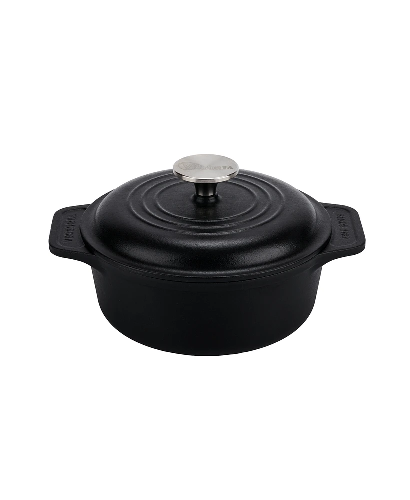 Victoria 2-Quart Cast Iron Preseasoned Dutch Oven with Lid and Dual Handles