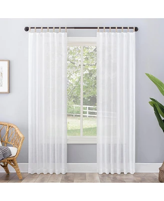 No. 918 Ceri Linen Texture Jute Tabs Semi-Sheer Tab Top Curtain Panel