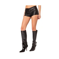 Edikted Women's Wilde Lace Up Faux Leather Shorts