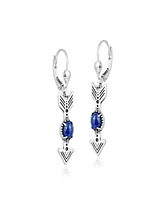 American West Jewelry Sterling Lapis Lazuli Gemstone Arrow Leverback Earrings