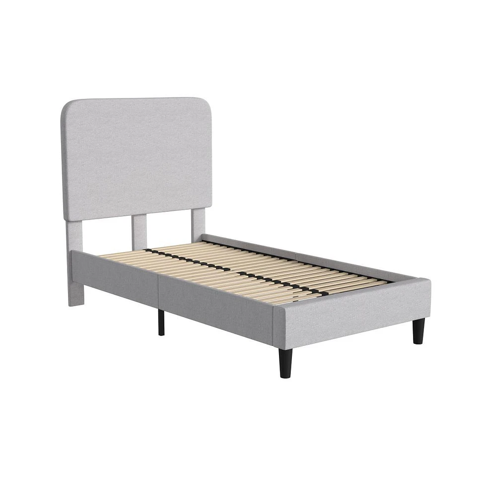 Merrick Lane Remi Platform Bed With Headboard - Upholstered Frame - 14 Wooden Slats - No Box Spring Required