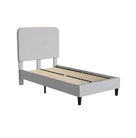 Merrick Lane Remi Platform Bed With Headboard - Upholstered Frame - 14 Wooden Slats - No Box Spring Required