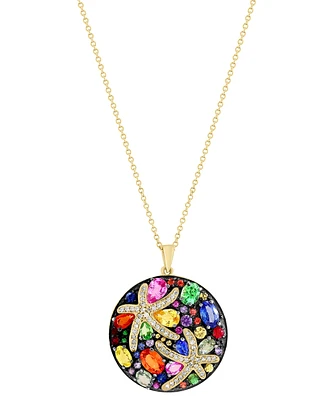 Watercolors by Effy Multicolor Sapphire (5-3/8 ct. t.w.) and Diamond (1/4 ct. t.w.) Starfish 18" Pendant Necklace in 14k Gold, Created for Macy's