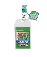 Pokemon Bulbasaur Green Kanto Region Lanyard With Rubber Charm And Id Sleeve