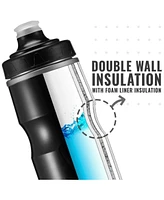 Pro Bike Tool Insulated Bike Water Bottle with Soft Silicone Mouthpiece & Fast Flow Valve