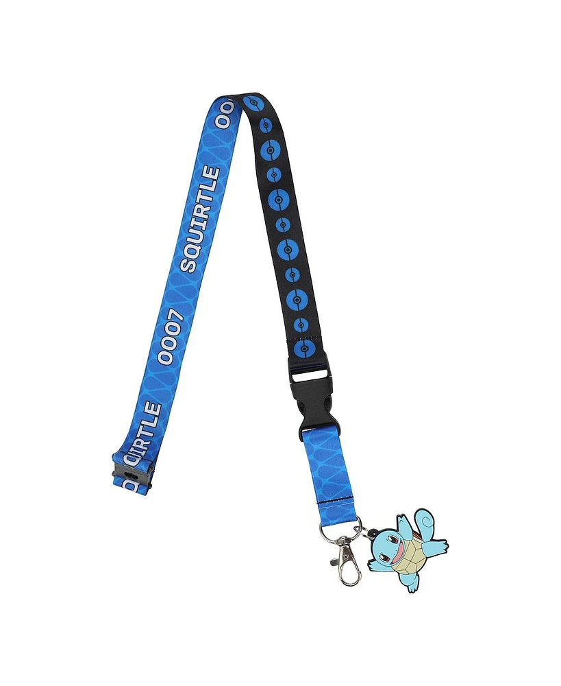 Pokemon Squirtle Blue Kanto Region Lanyard With Rubber Charm And Id Sleeve