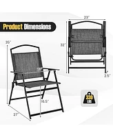 Costway Patio Folding Dining Chairs Set of 4 with Cozy Seat Fabric & Heavy-Duty Metal Frame