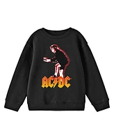 Ac/Dc Boys Angus Young Playing Guitar Youth Black Graphic Crew Neck Long Sleeve Tee