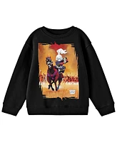 Bioworld Boys Usagi Yojimbo Mounted Horse Key Art Youth Black Crew Neck Sweatshirt