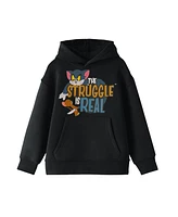 Tom and Jerry Boys The Struggle Is Real Vintage Characters Black Sweatshirt