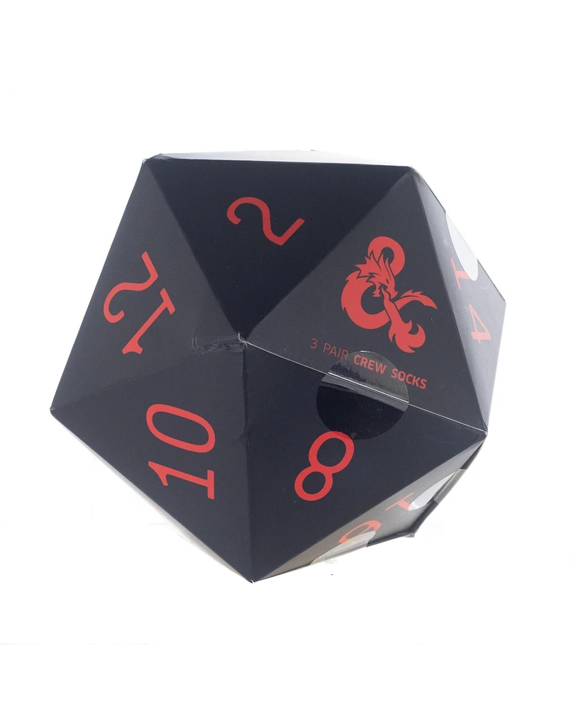 Dungeons & Dragons Men's Dungeons and Dragons 3-Pack Crew Socks With D&D Dice Packaging for Men
