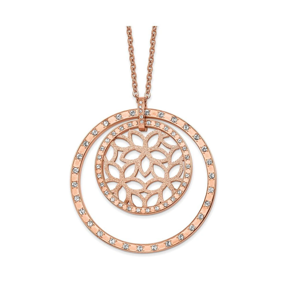 Chisel Crystal Flowers Circles Pendant Cable Chain Necklace